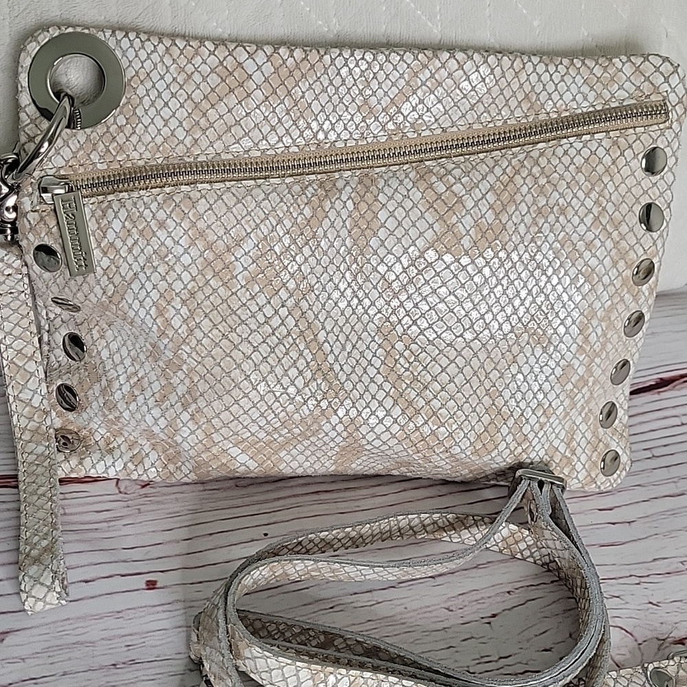 HAMMITT Elegant Cream And Snake Print Clutch
